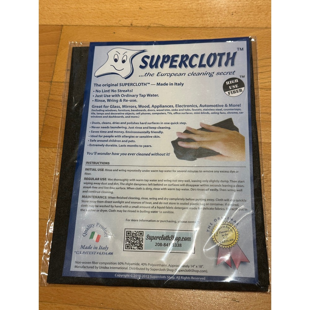 Supercloth European Cleaning Secret Made in Italy 2 Pack Black 14x18 6834406